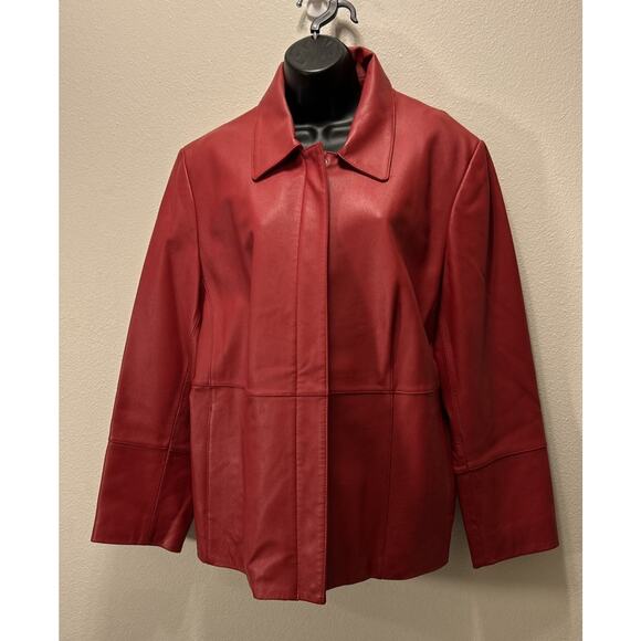 Vintage Pendleton Red 100%‎ Leather Long Coat Full Zip Size 1X - Picture 1 of 4